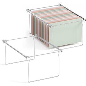 Metal File Organizer with Multicolor Folders Set of 2